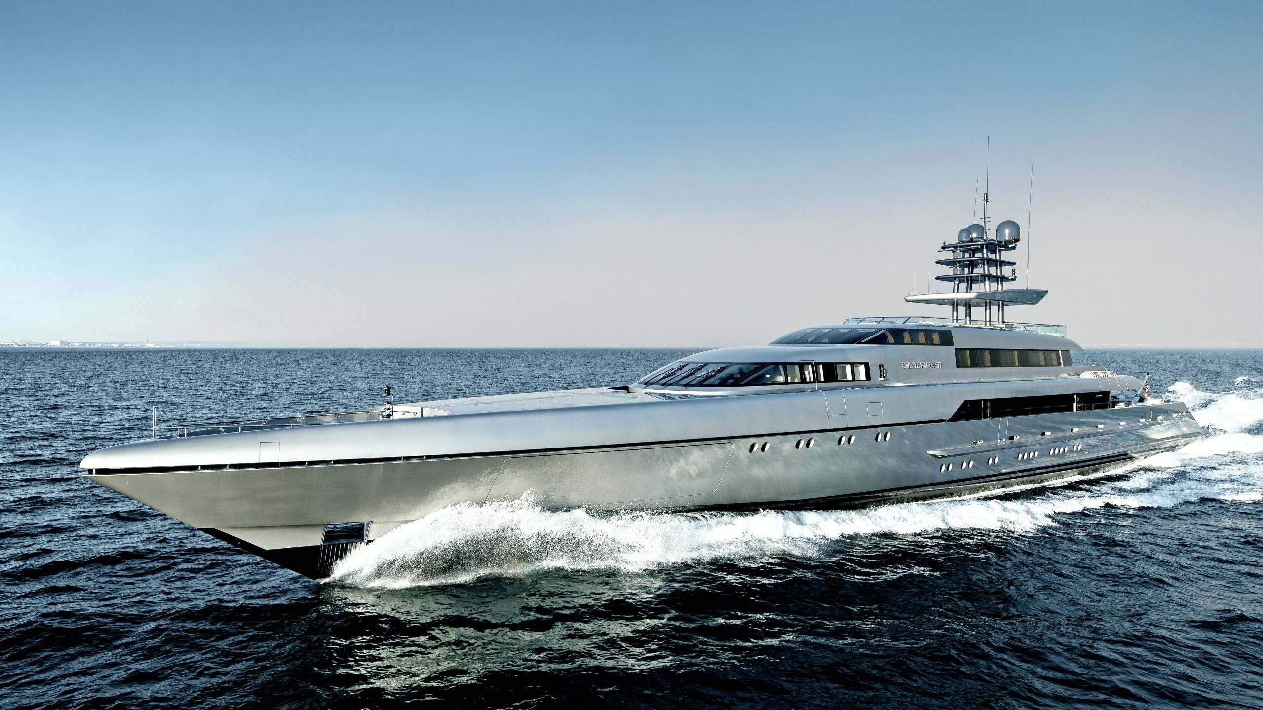 silver mega yacht