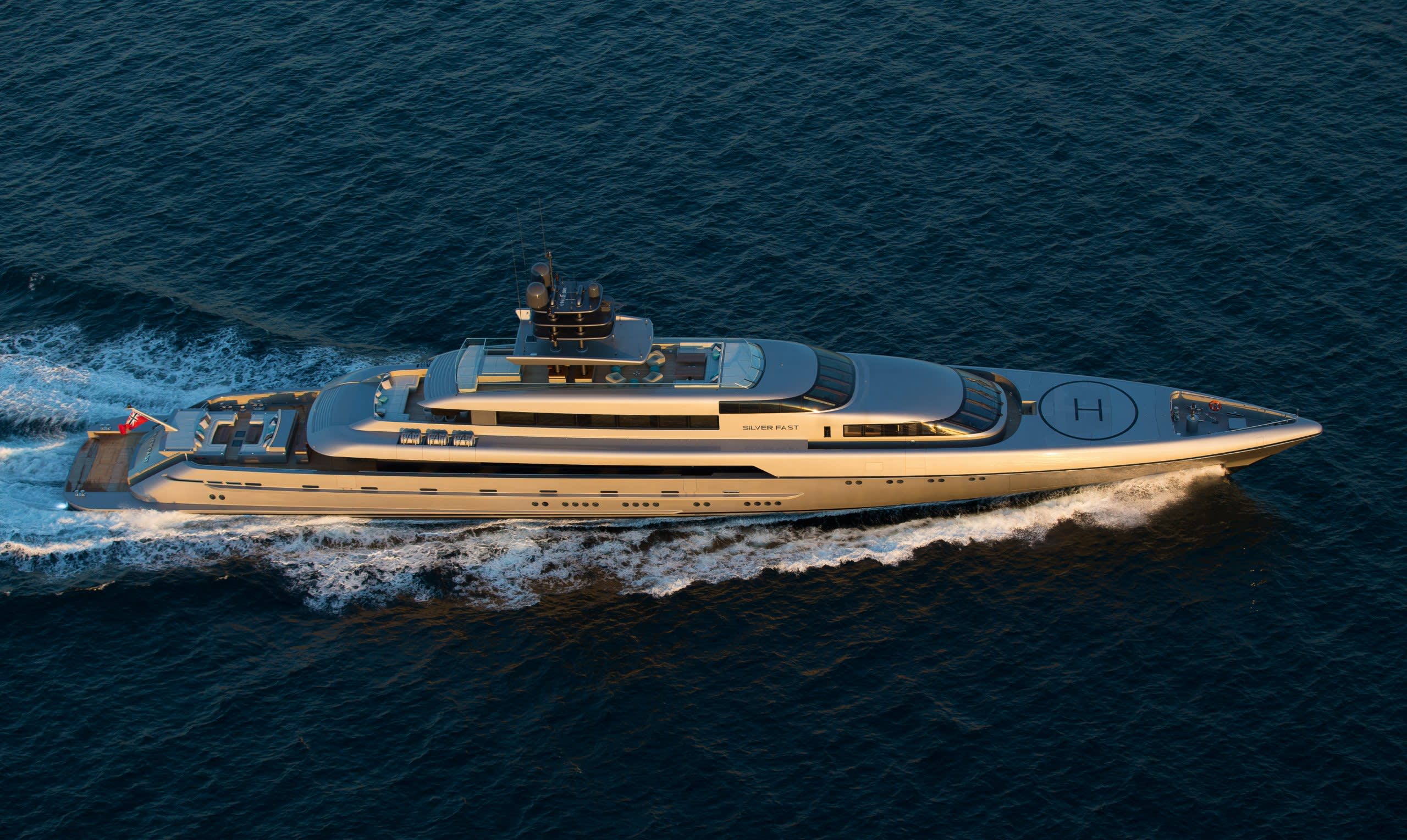 silver mega yacht