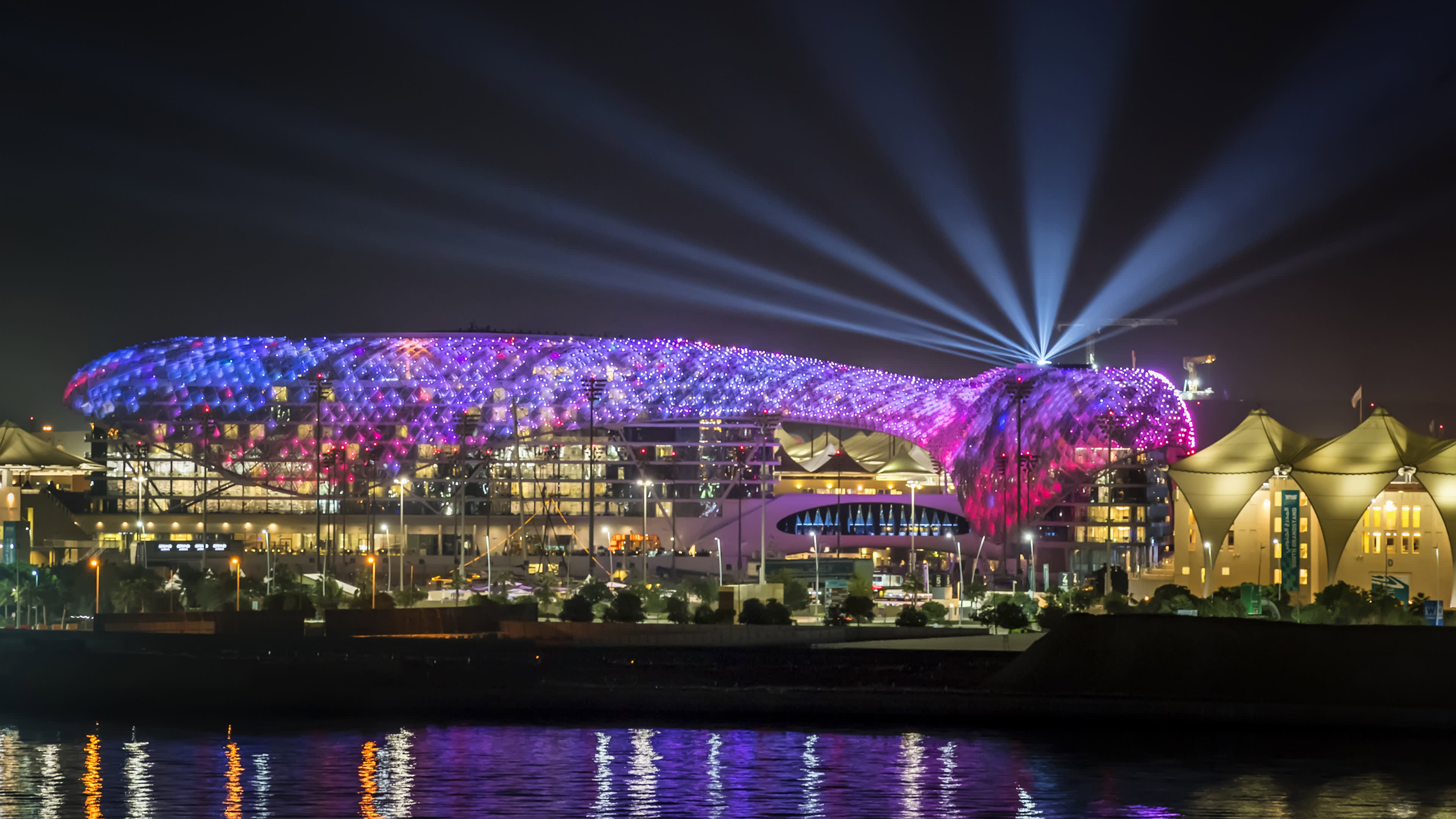 The Glamour of Yas Marina Harbour at Twilight.